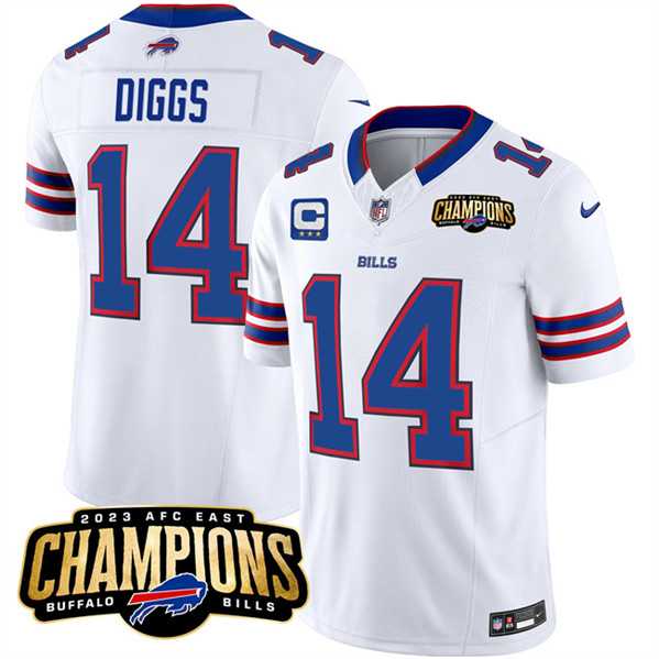 Men & Women & Youth Buffalo Bills #14 Stefon Diggs White 2023 F.U.S.E. AFC East Champions With 3-star C Ptach Stitched Jersey,We sell and wholesale Men & Women & Youth Buffalo Bills #14 Stefon Diggs White 2023 F.U.S.E. AFC East Champions With 3-star C Ptach Stitched Jersey on line form chian!